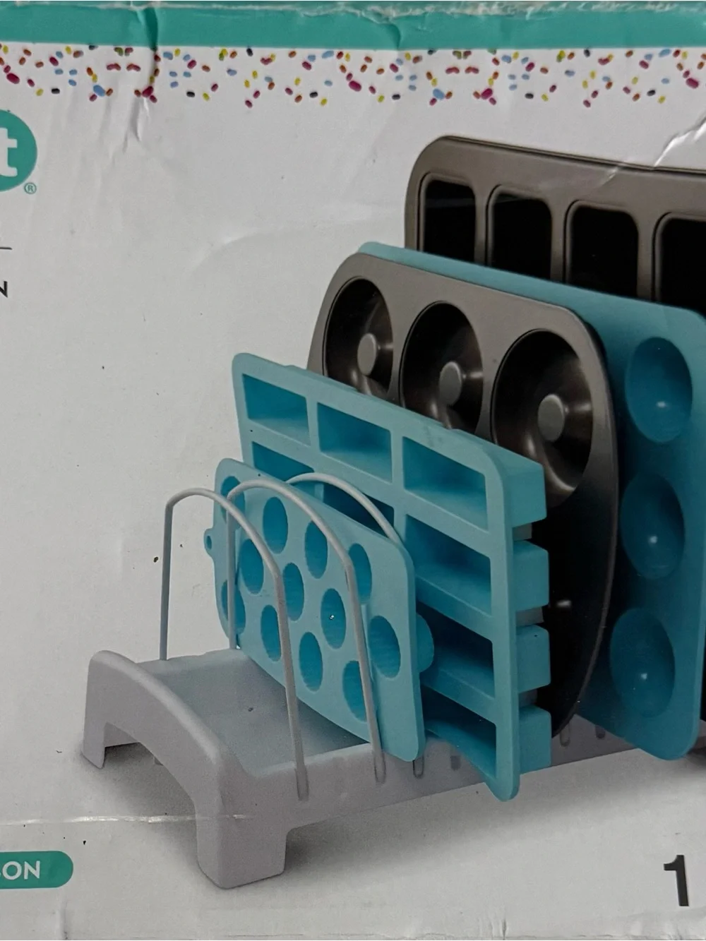 Kitchen Silicone Bakeware Organizer Rack - Blue and Gray